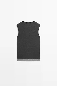 Wool blend double-layer T-shirt