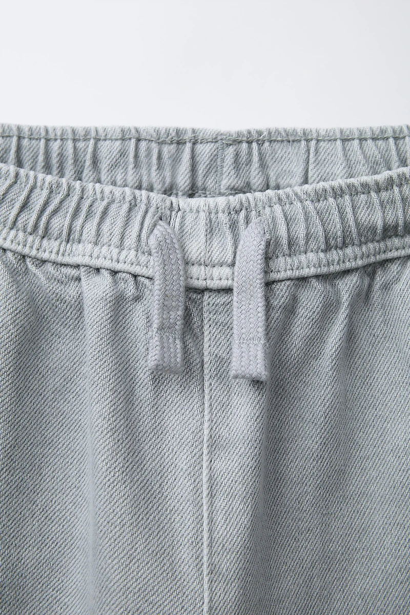 WASHED EFFECT TWILL BALLOON PANTS
