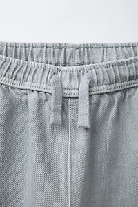 WASHED EFFECT TWILL BALLOON PANTS