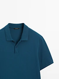Micro textured piqué cotton polo shirt