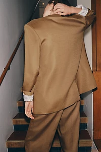 LINEN DOUBLE BREASTED BLAZER WITH ROLLED-UP SLEEVES