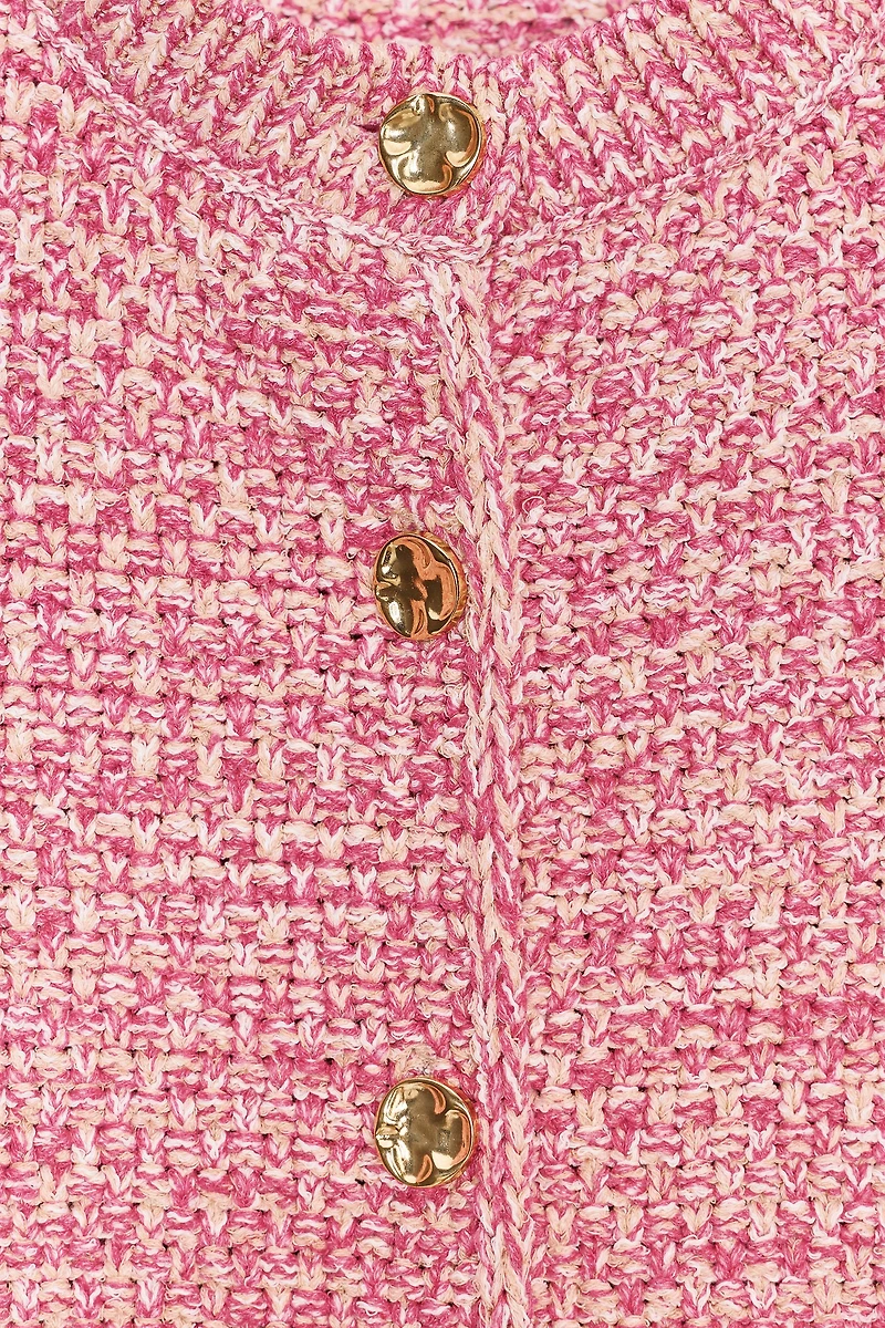 KNIT CARDIGAN WITH ELBOW-LENGTH SLEEVES
