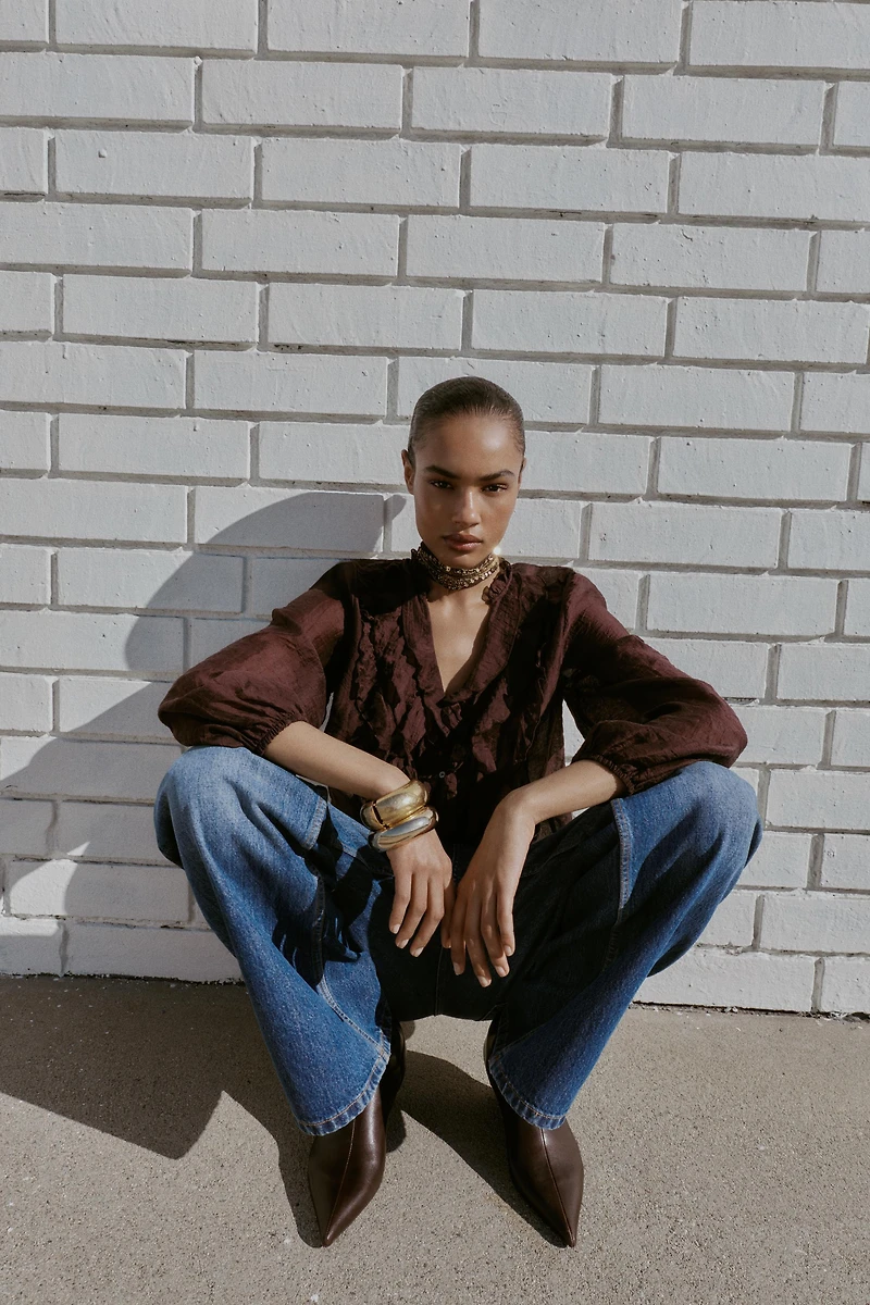 RUFFLED POLKA DOT BLOUSE