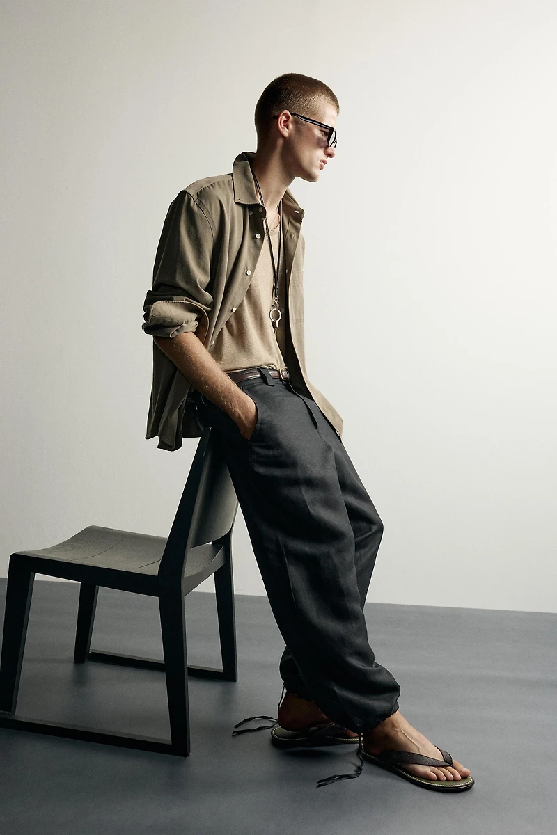 PANTALON COUPE DÉCONTRACTÉE LIN - VISCOSE