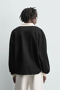 COTTON HEMP POLO SWEATSHIRT
