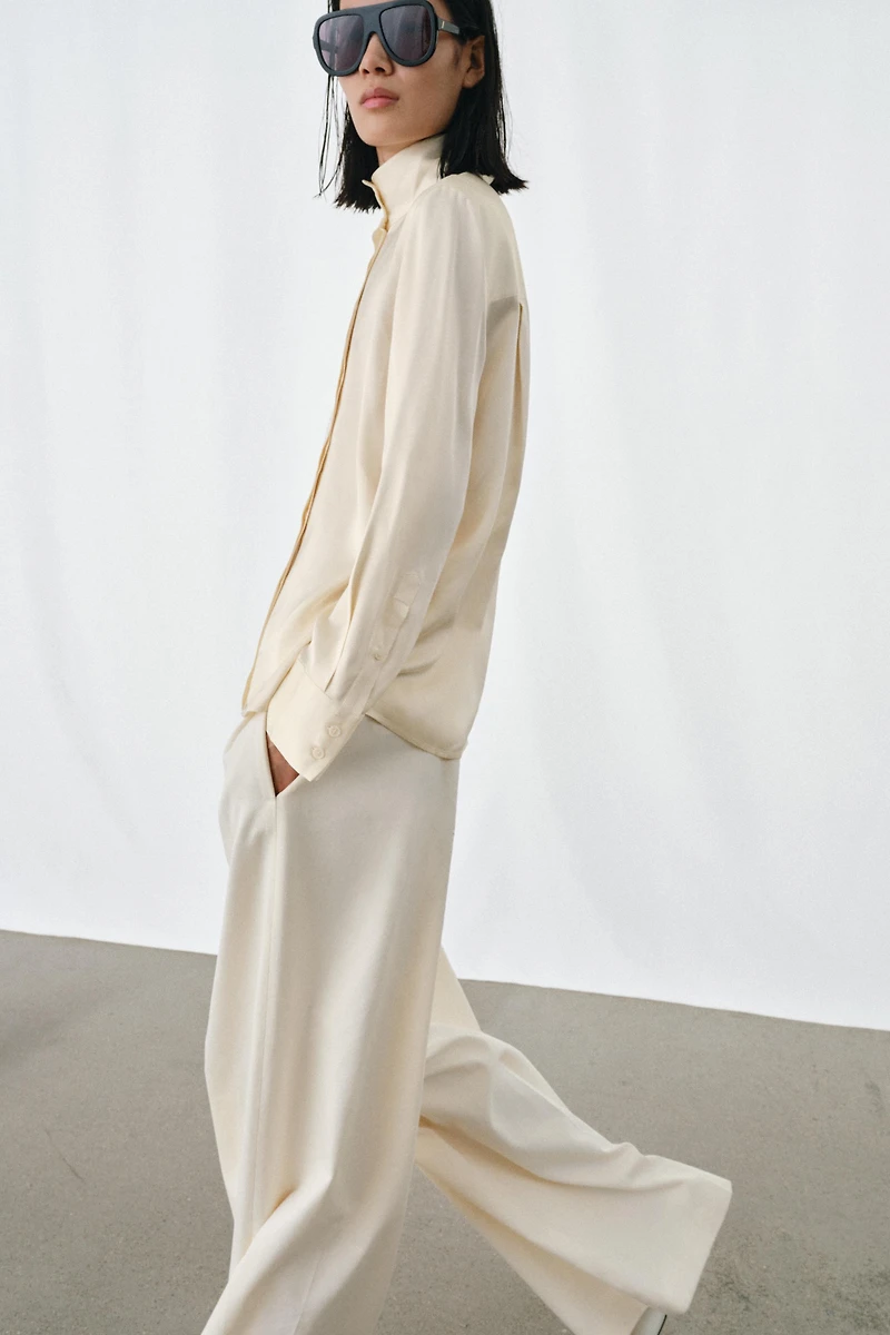 ZW COLLECTION FLOWY SATIN EFFECT SHIRT