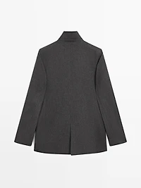 Wool blend three-button blazer