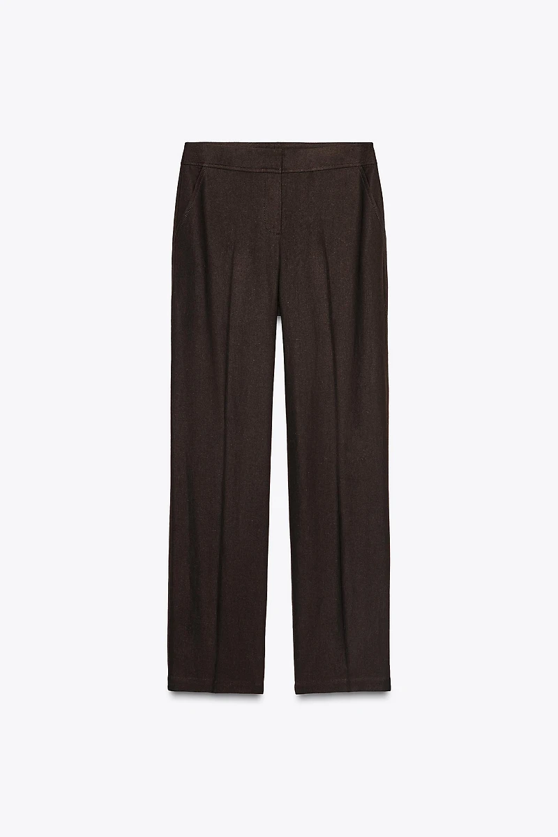 STRAIGHT LEG LINEN PANTS