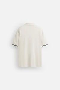 CONTRAST OPEN WEAVE POLO SHIRT