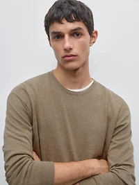 Long sleeve cotton knit sweater