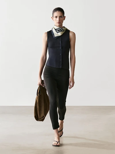 Cotton blend top with placket detail
