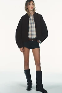 100% SUEDE LEATHER BOMBER JACKET