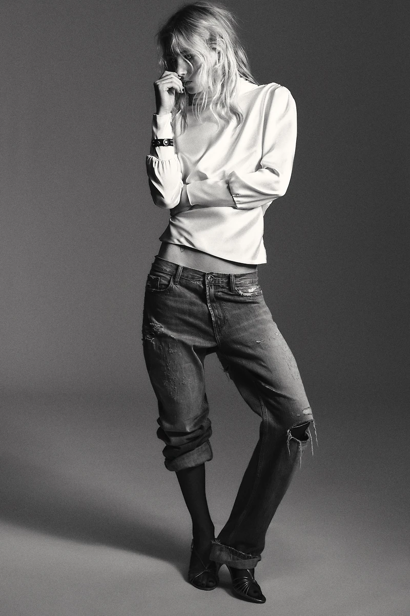 SATIN EFFECT SHIRT WITH TIED BACK