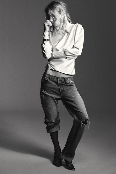 SATIN EFFECT SHIRT WITH TIED BACK