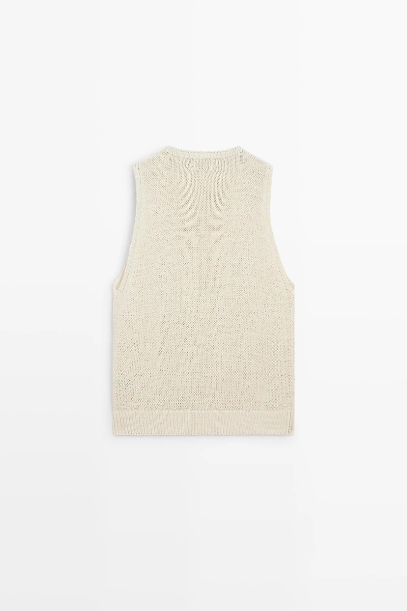 STUDIO Silk-Blend Knit Halter Top