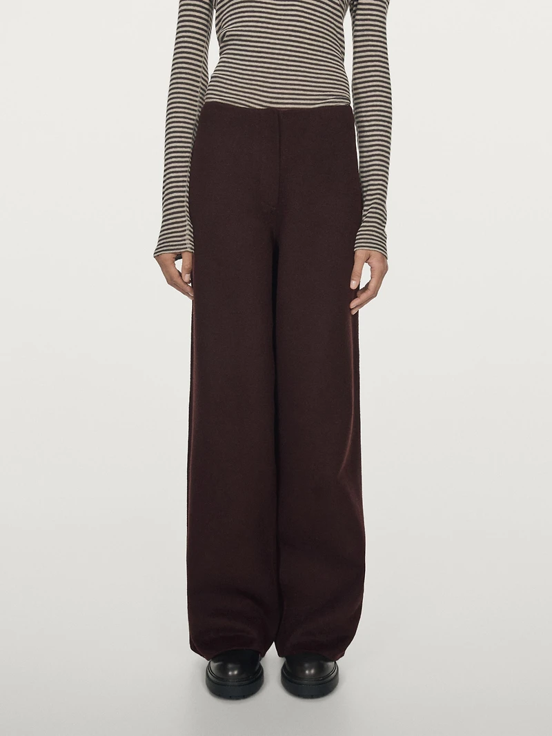 Wool blend straight-leg trousers