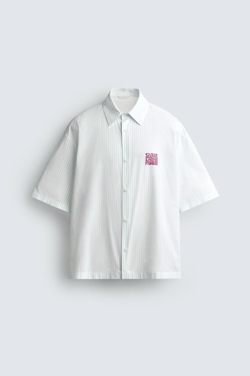 BOXY FIT TEXT PRINT SHIRT