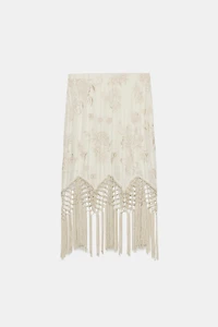 ZW COLLECTION EMBROIDERED FRINGED SKIRT