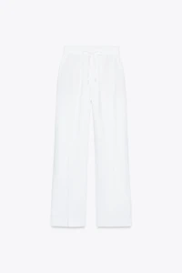 LINEN BLEND STRAIGHT PANTS