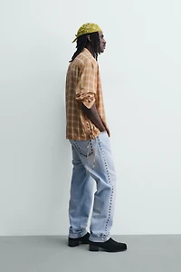 FLOWY PLAID SHIRT WITH TIES