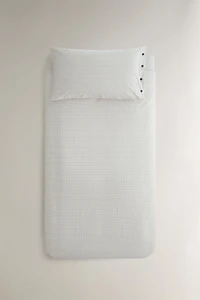 KIDS' CHECKED COTTON DUVET COVER