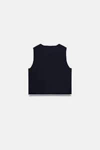 CONTRAST BUTTON KNIT TOP
