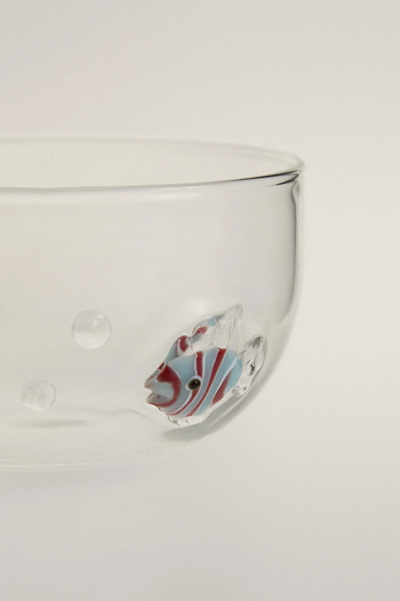 FISH AND BUBBLE BOROSILICATE GLASS BOWL