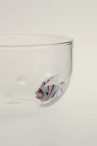 FISH AND BUBBLE BOROSILICATE GLASS BOWL