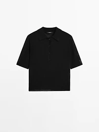 Pull en maille ajourée à col polo
