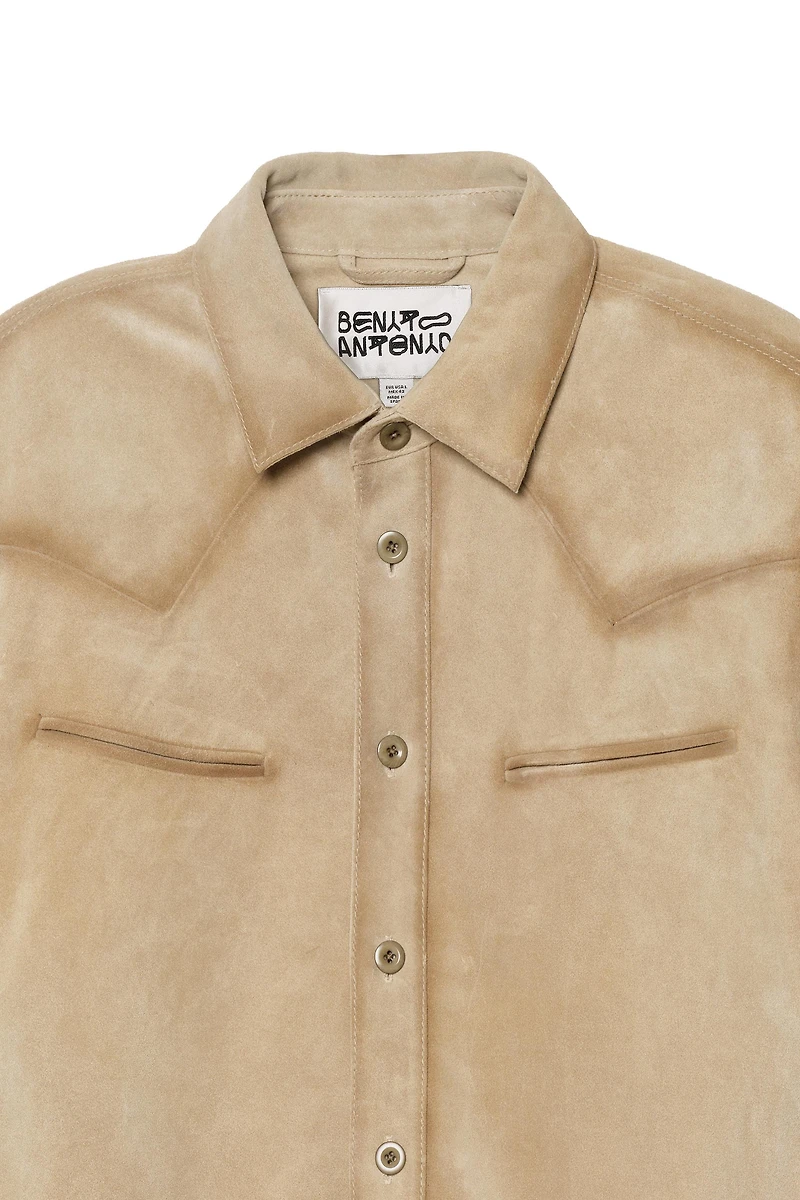 REGULAR FIT SUEDE LEATHER OVERSHIRT