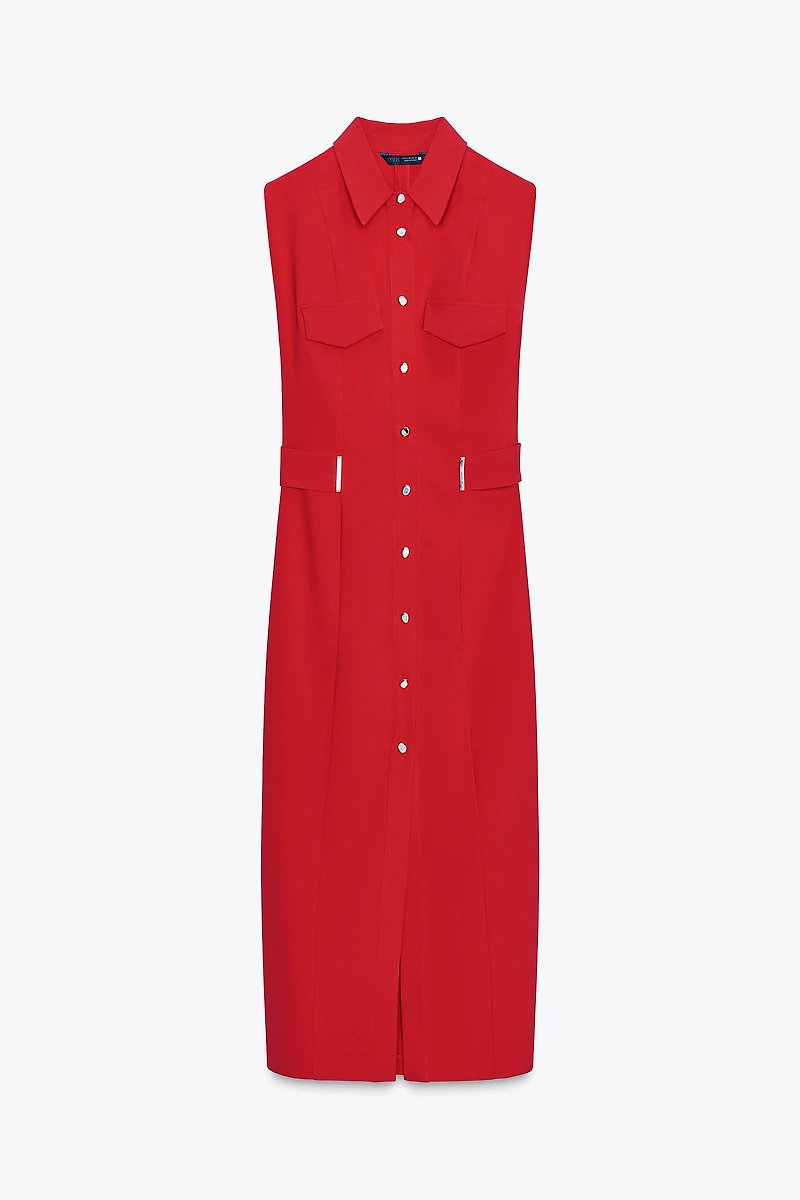 CREPE MIDI FITTED DRESS
