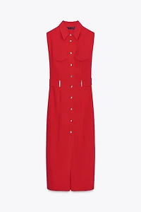 CREPE MIDI FITTED DRESS