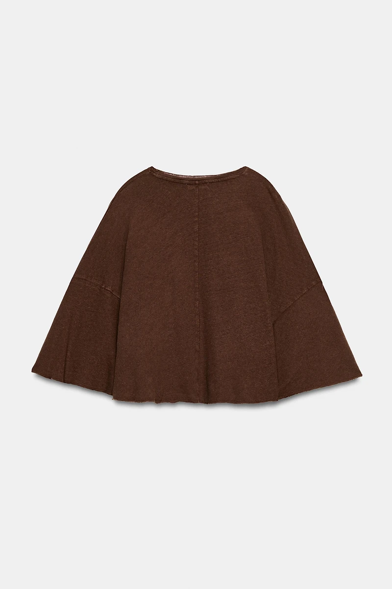 COTTON AND LINEN CAPE T-SHIRT