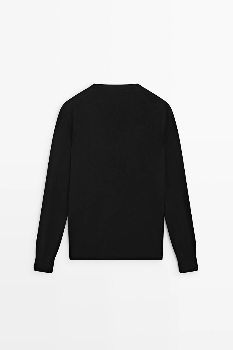 V-neck knit sweater