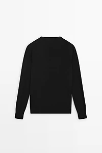V-neck knit sweater