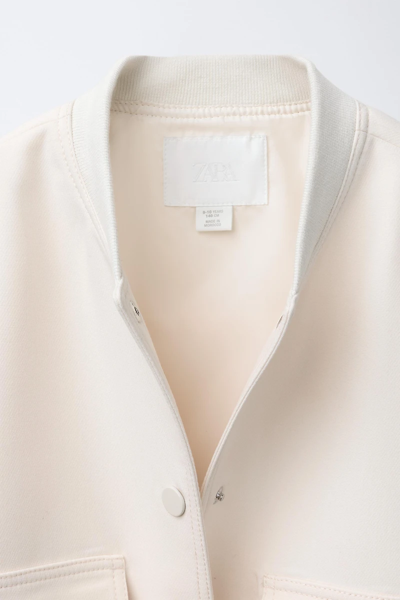 SHOULDER PAD CROPPED BOMBER JACKET