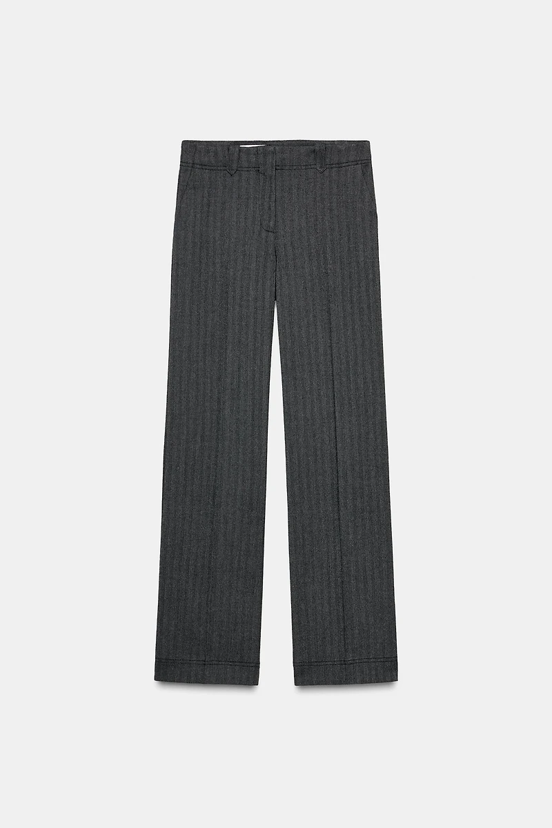 HERRINGBONE STRAIGHT LEG PANTS