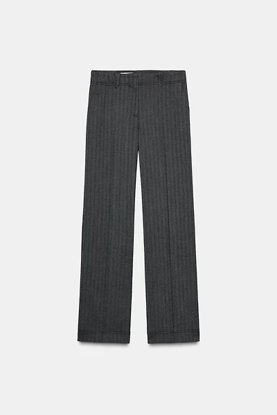 HERRINGBONE STRAIGHT LEG PANTS