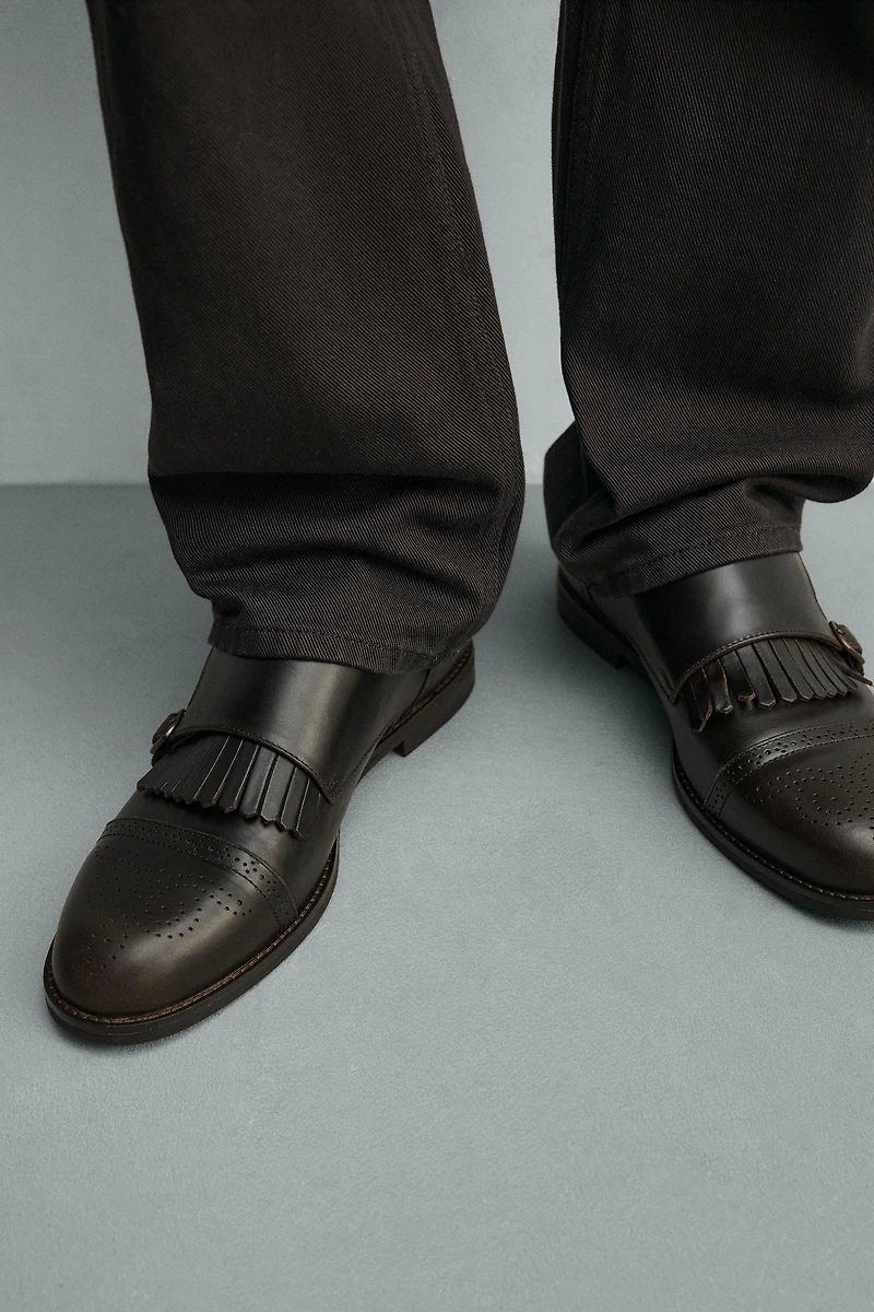 LEATHER DOUBLE BUCKLE SHOES