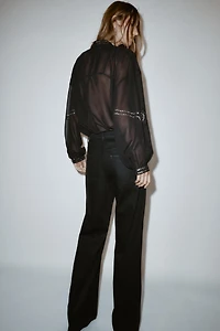 SEMI-SHEER BEADED BLOUSE