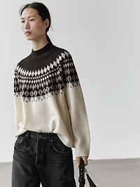 Pull en maille jacquard de laine mélangée