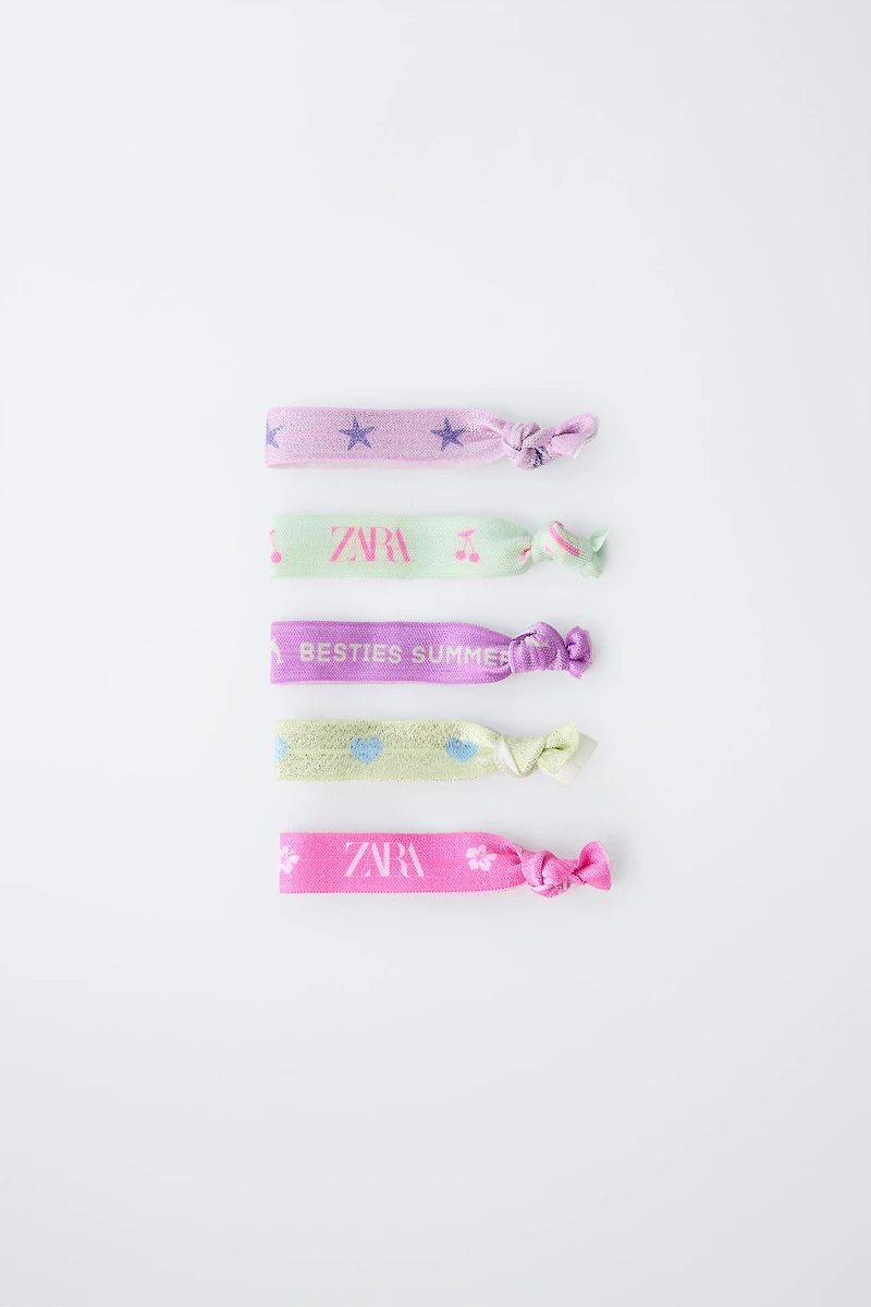 FIVE-PACK OF TEXT HAIR TIES