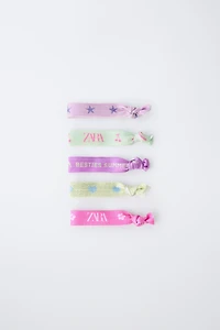 FIVE-PACK OF TEXT HAIR TIES