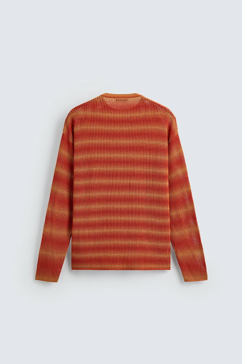 OPENWORK STRIPED SWEATER