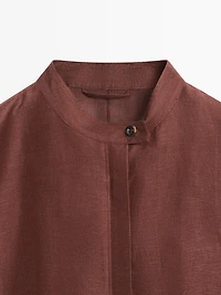 Linen blend bomber jacket