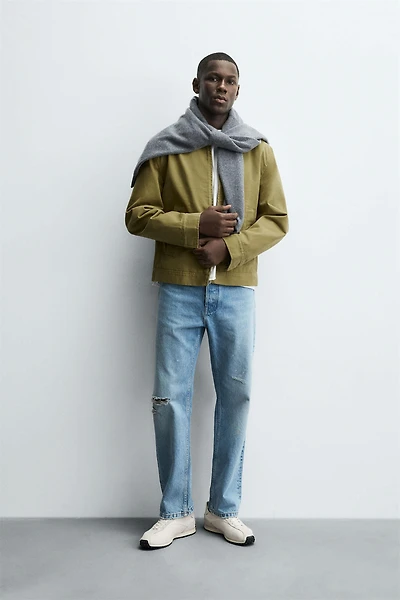 TEXTURED ZIP-UP OVERSHIRT