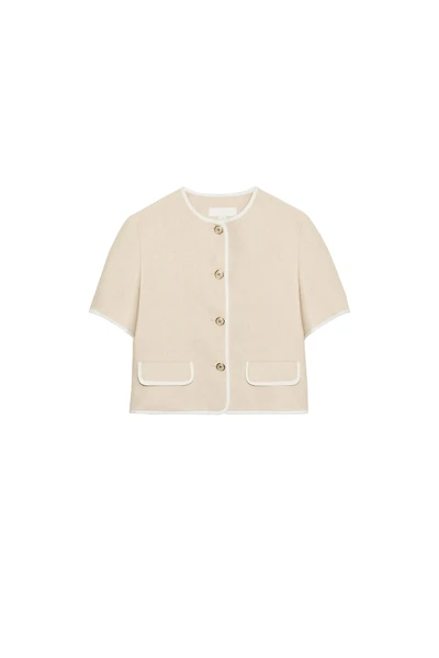 SHORT SLEEVE CONTRAST TRIM BLAZER