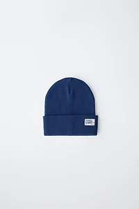 RIBBED KNIT HAT WITH LABEL