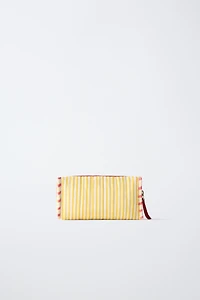EMBROIDERED STRIPED COSMETICS BAG