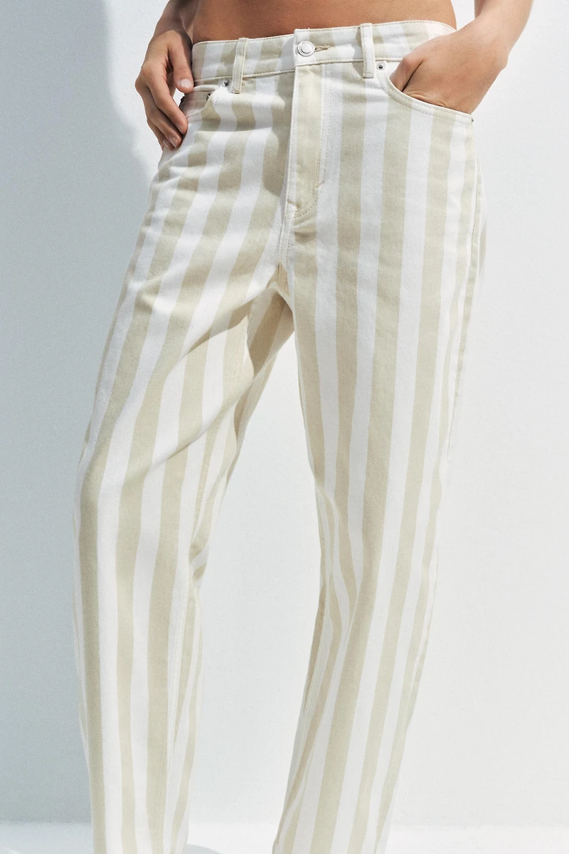 ZW COLLECTION MID-RISE STRIPED TAPERED JEANS